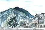 水彩画/五十鈴川対岸